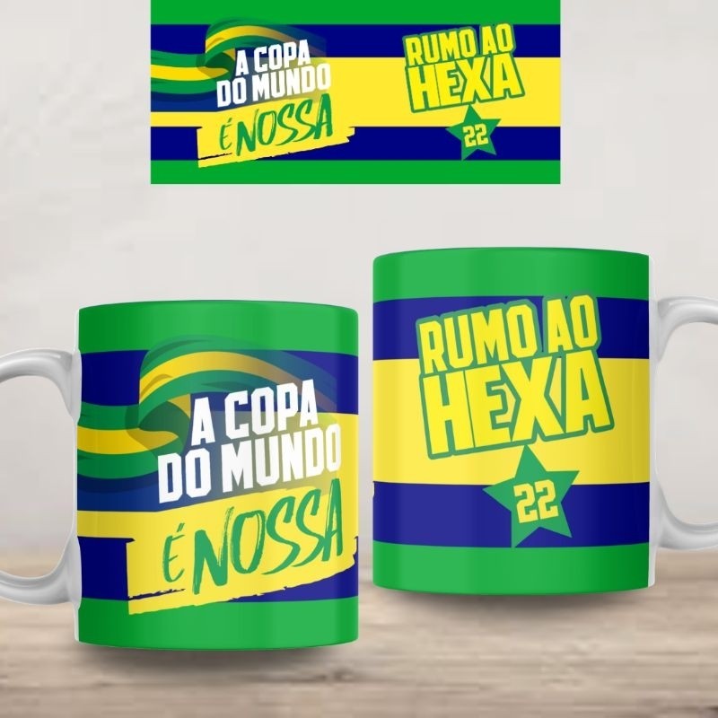 Caneca Personalizada Brasil Copa Seleção Brasileira Torcedor Rumo ao Hexa Presente Lembrança Novida Xícara