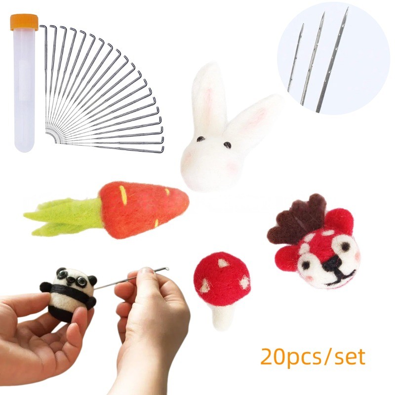 20 Pçs/set Ferramenta De Feltro De Lã Agulha De Bola Para Manual DIY Perfuração E Tecido Não