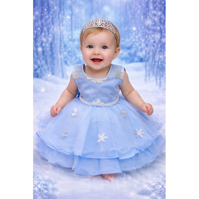 Vestido infantil frozen com capa Disney temático princesa Elsa aniversário de 1 ano festa 1 ao 4