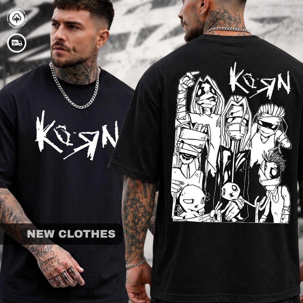 Camiseta Gótica Korn Heavy Metal Vintage Rock Álbum Issues Streetwear Rockeiro Look Para Show Grunge