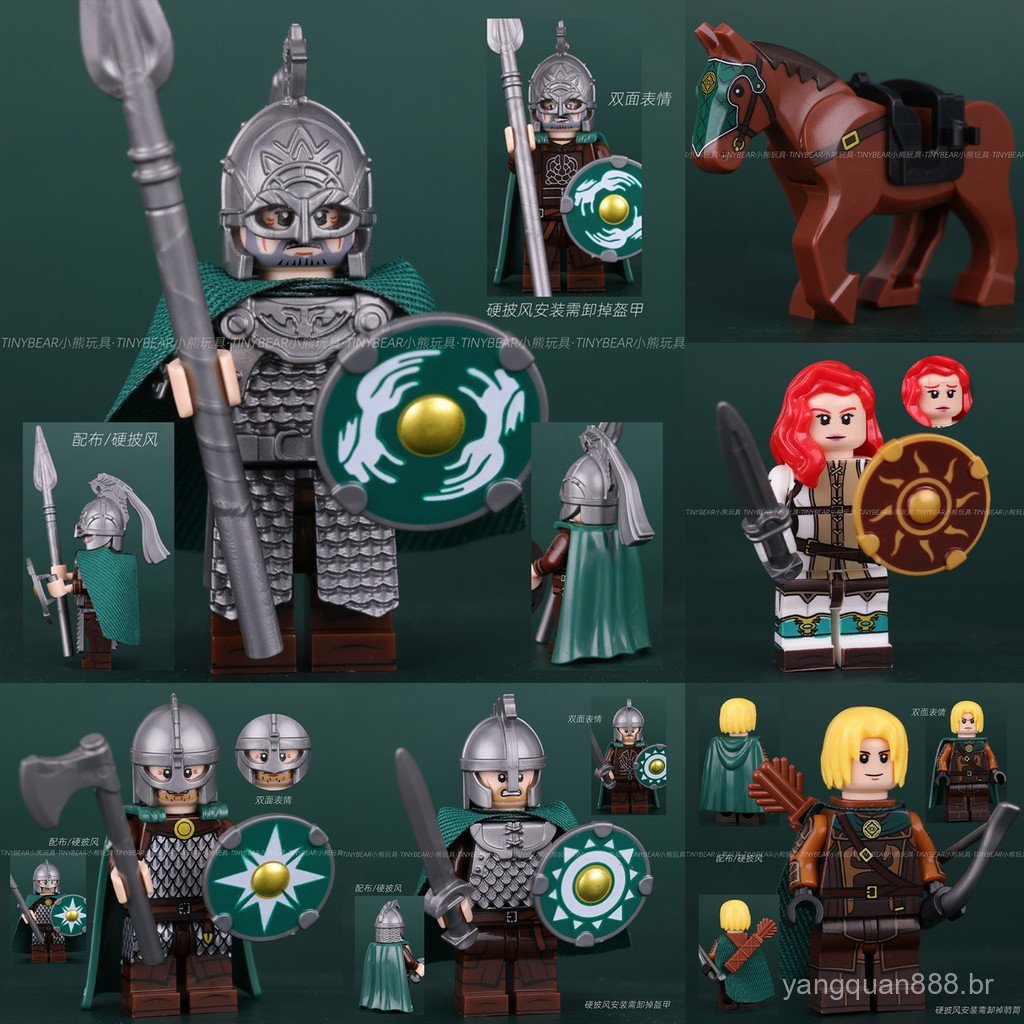 Figuras de Blocos de Montar de Terceiros Nacionais: O Senhor dos Anéis, Cavaleiro Medieval, Batalha de Rohan, Anel Mágic