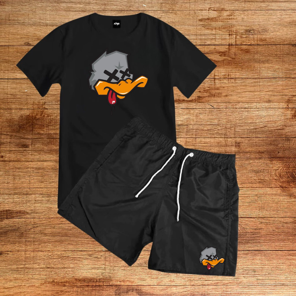 Conjunto Kit CAMISETA 100% algodão E BERMUDA Tectel Estampado Camisa Masculina  Short Pato XX Minimalista Linha Premium