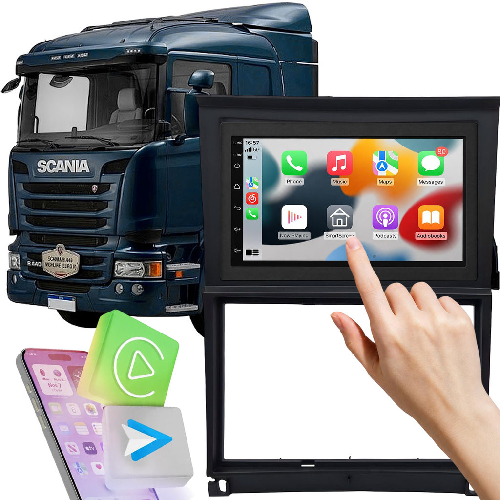 Central Multimídia MP5 7 Polegadas 2GB 32GB Scania 2 Din Moldura Bluetooth Espelhamento Fiamon