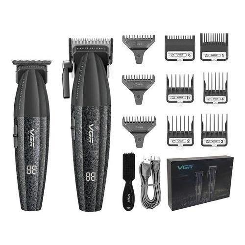 Kit de máquina de barbeiro Pro Clipper Trimmer Vgr V-640 9000 Rpm, cor preta