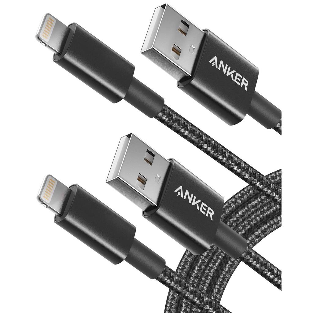 Cabo Lightning Anker de 6 pés, Nylon Trançado Duplo Premium, Certificado MFi da Apple para Carregadores, X/8/8Plus/7/7Pl