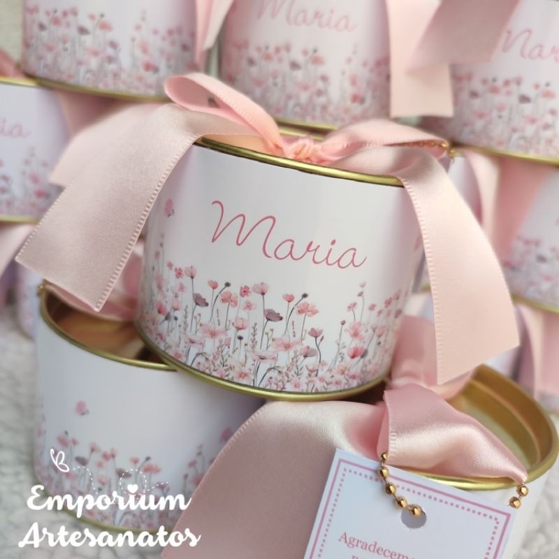 Kit Tubolata Personalizada Lembrancinha Maternidade Festa Floral Borboletas Jardim Delicada Menina 7x5cm