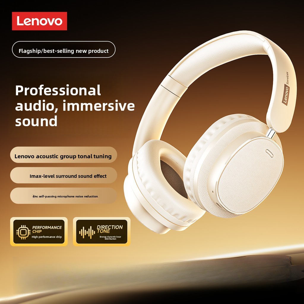 Fone de ouvido Lenovo Bluetooth 6.0, à prova d'água, sem fio, novo Subwoofer, adequado para computador móvel, jogo com c