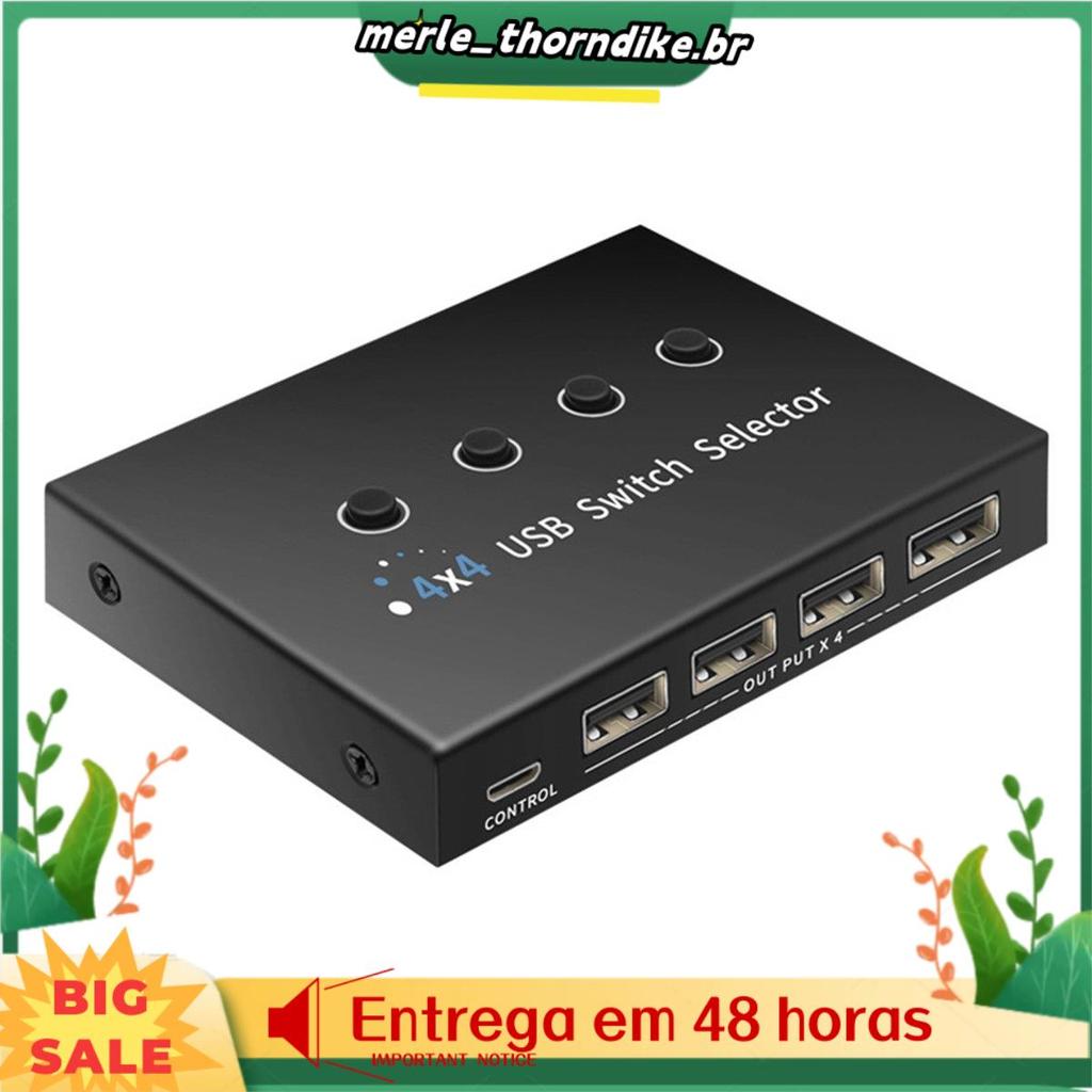 4 Em 4 Saídas KVM USB2.0 Switch Hub Adaptador USB2.0 Impressora Splitter Switcher Para PC Laptop Teclado Mouse Monitor