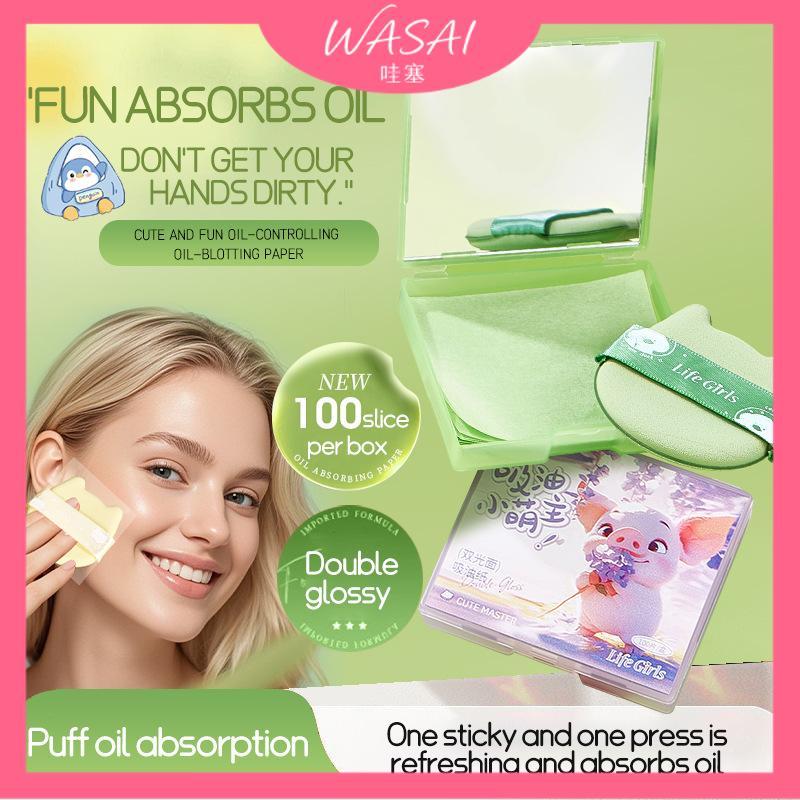 LifeGirls papel absorvente de óleo com espelho segurando maquiagem pele oleosa maquiagem remoção de óleo papel de carvão