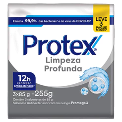 Sabonete Em Barra Protex Limpeza Profunda Com 3 Unidades De 85g