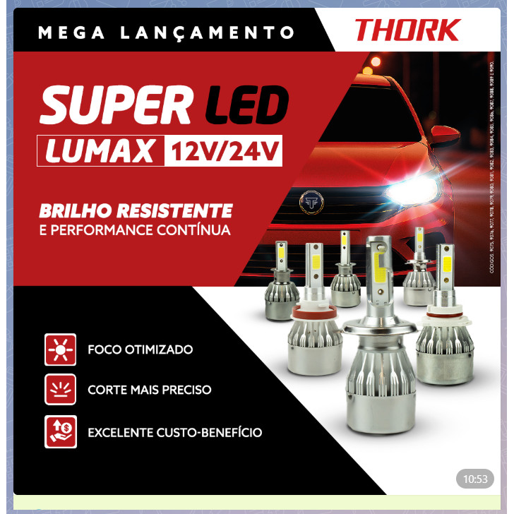 Imagem Par Lâmpada Super Led Thork 6000K H4 12V/24V Carro Caminhão