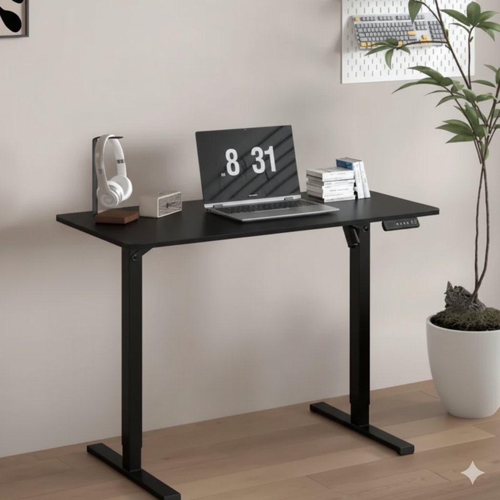 Mesa Escritório com Regulagem de Altura Elétrica Flexispot 120cm Industrial Grafite Cinza Grafite