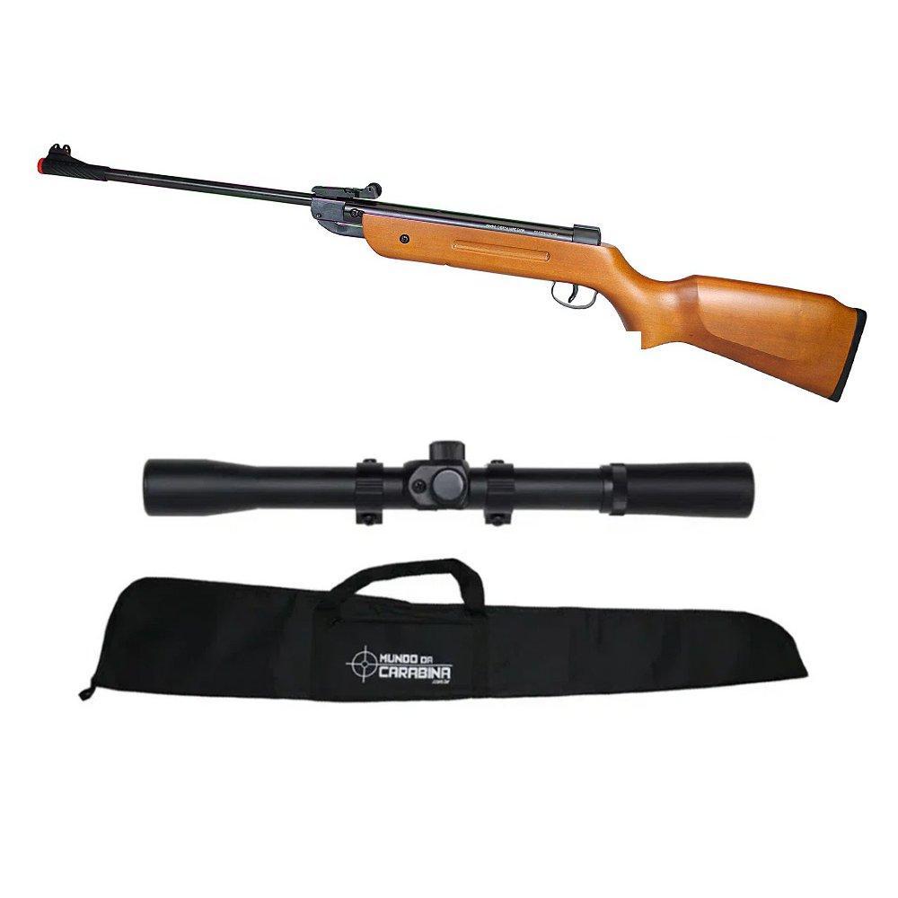 Carabina Pressao Qgk 14 Madeira 5,5 Luneta + Chumbinho Capa
