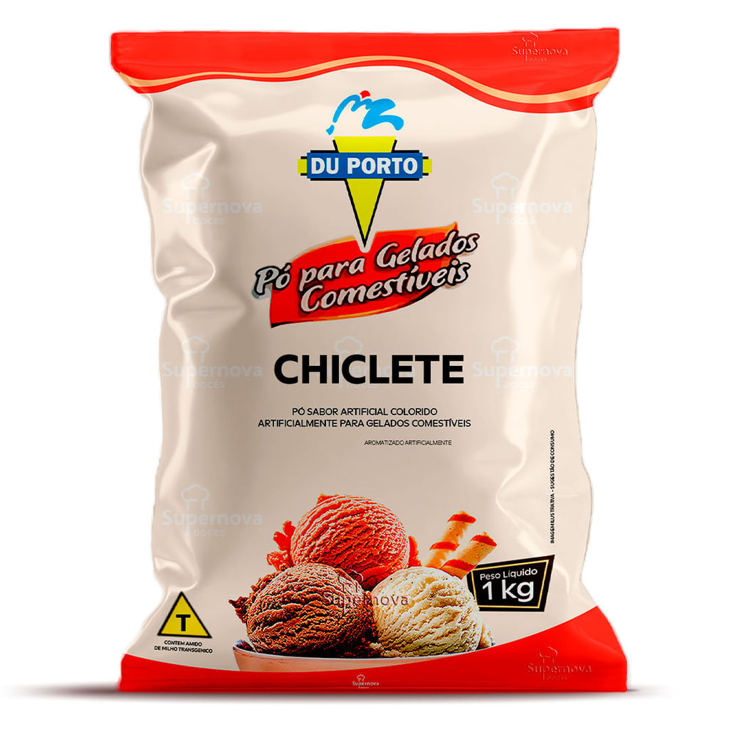 Pó para Gelados Comestíveis Du Porto Sabor Chiclete 1kg