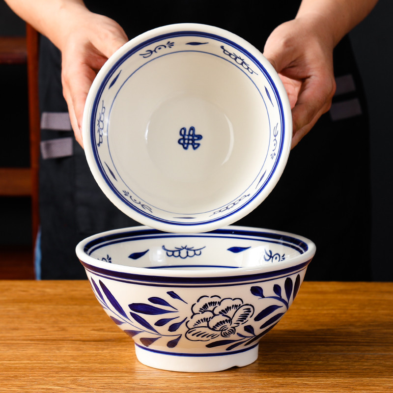 Tigela de Ramen japonesa, cerâmica doméstica, grande sopa, macarrão, chapéu, trompete, pé alto, Anti-escaldante, retrô, 