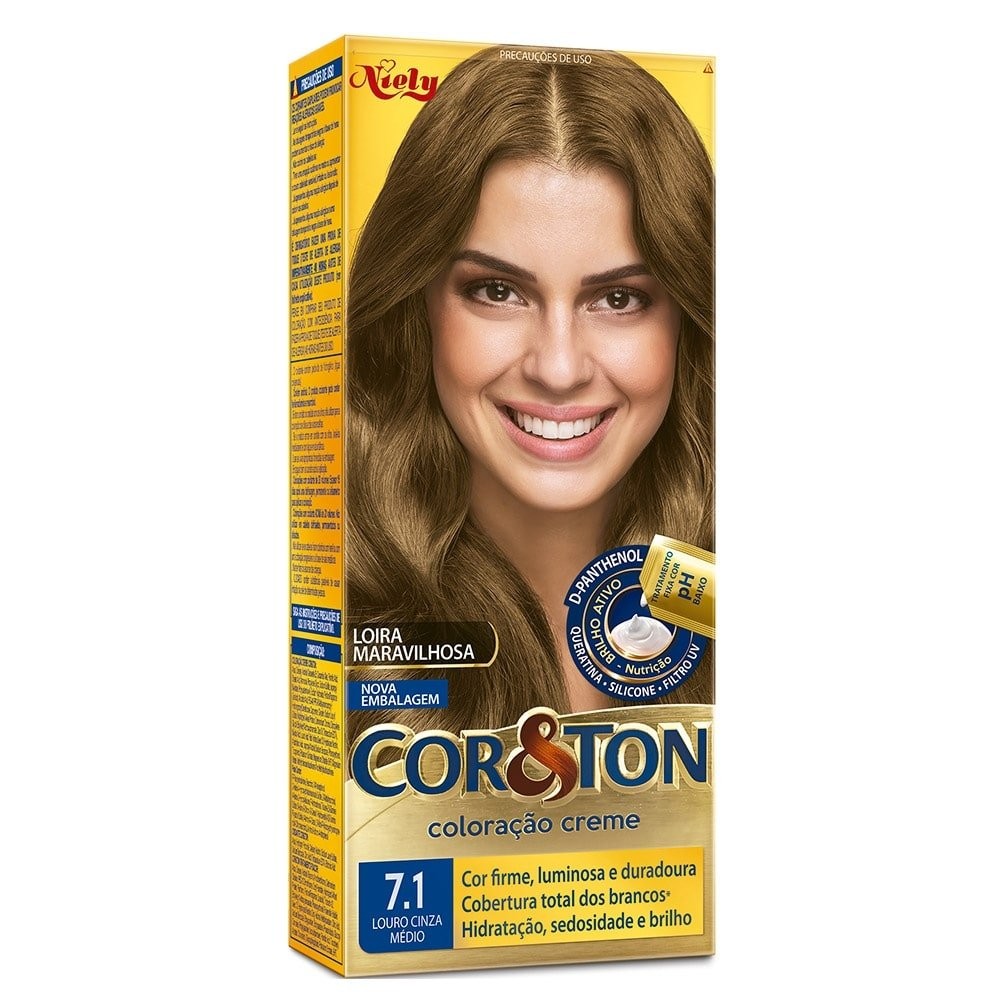 Tinta de Cabelo Cor&Ton 7.1 Louro Cinza Medio 50g em Oferta na Shopee