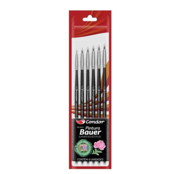Kit Pincéis Bauer para Pintura 593/2 Superfícies Rústicas