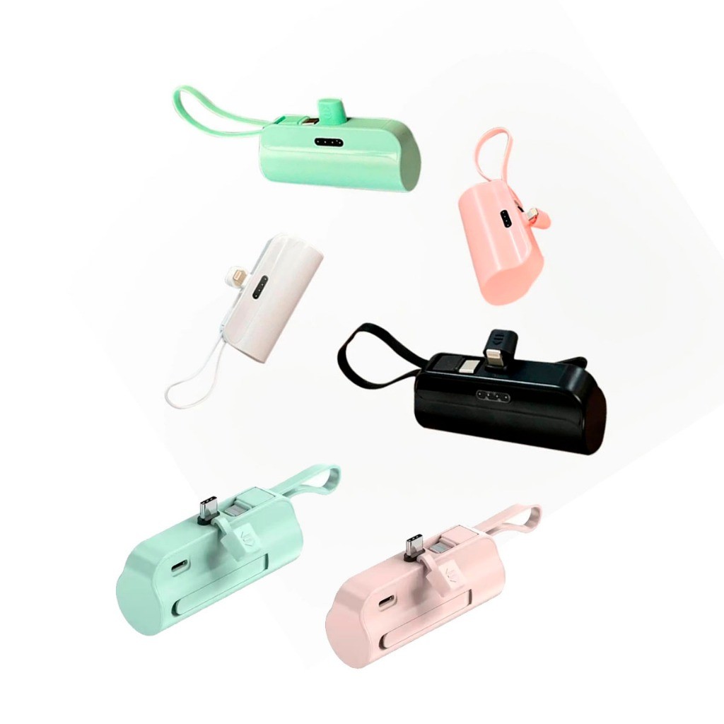 Carregador Mini Power Bank 5000mAh Bateria Auxiliar Sem Fio 2em1 Carregador Portátil para iPhone e Tipo-C em Oferta na Shopee