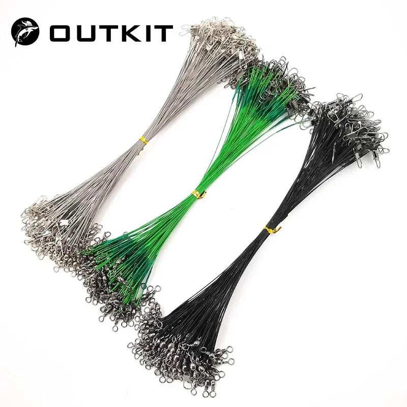 OUTKIT 20 Pçs/Lote Isca De Pesca Traço Corda Fio Líder Linha Giratória Equipamento Spinner Tubarão Girando Com 15CM , 20