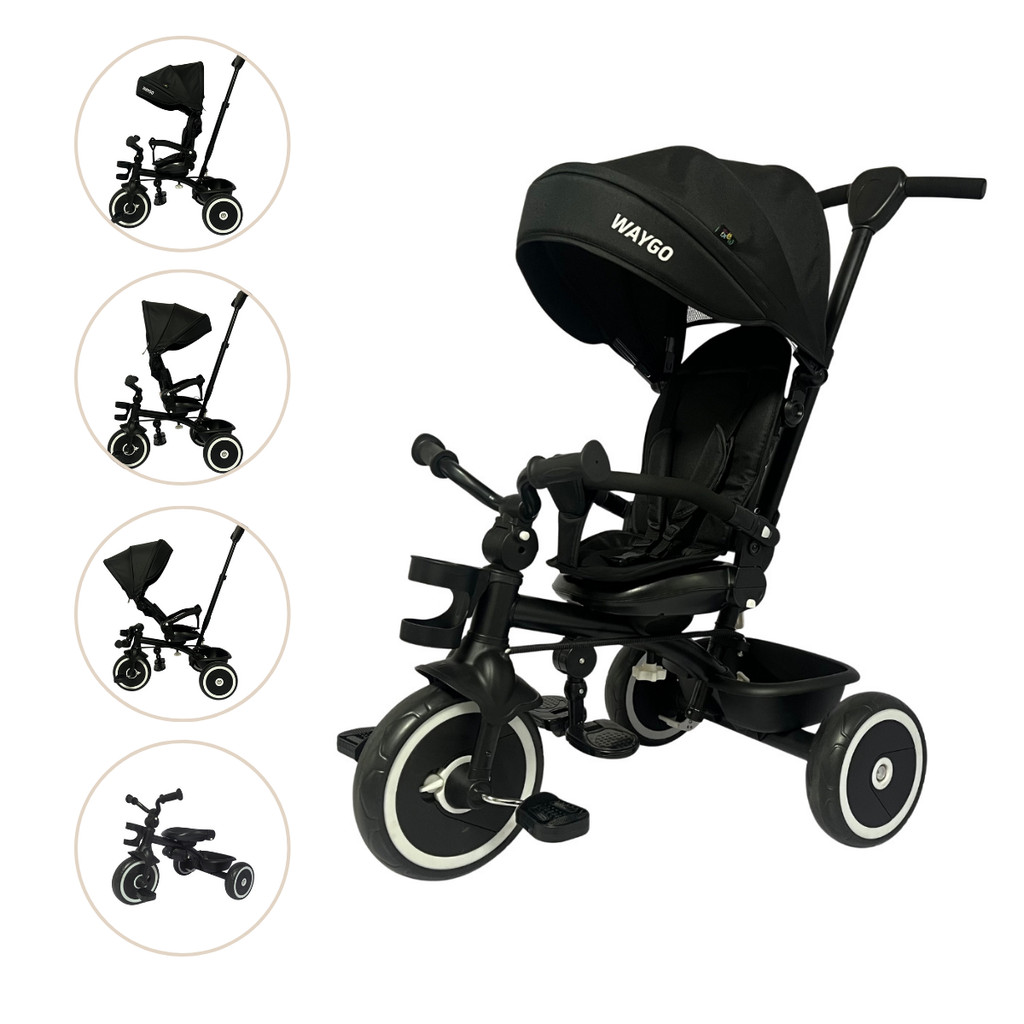 Triciclo Infantil Com Empurrador 2 em1 Waygo Preto Maxi Toys em Oferta na Shopee