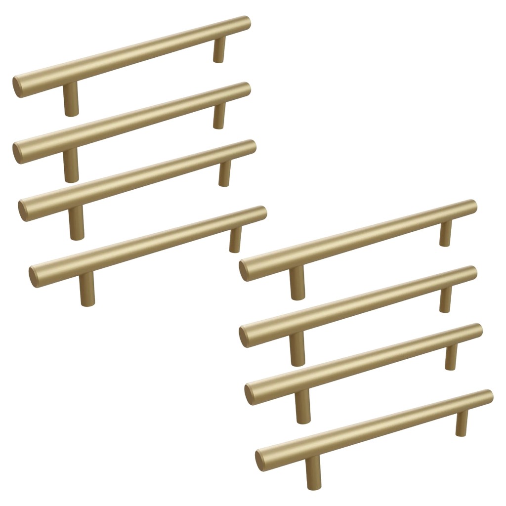 Kit 8 Puxador Haste Dourado Em Inox Redondo 128mm
