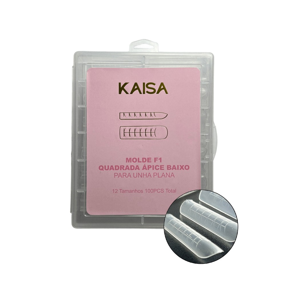 Molde F1 Quadrado Ápice Baixo Kaisa com 100 Unhas para Alongamento em Gel em Oferta na Shopee