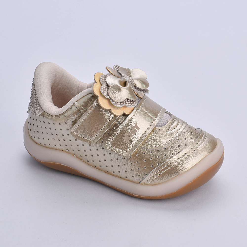 Tênis Infantil Menina Kidy Colors Equilíbrio Flor Fecho Duplo Casual Leve Confortável Anatômico