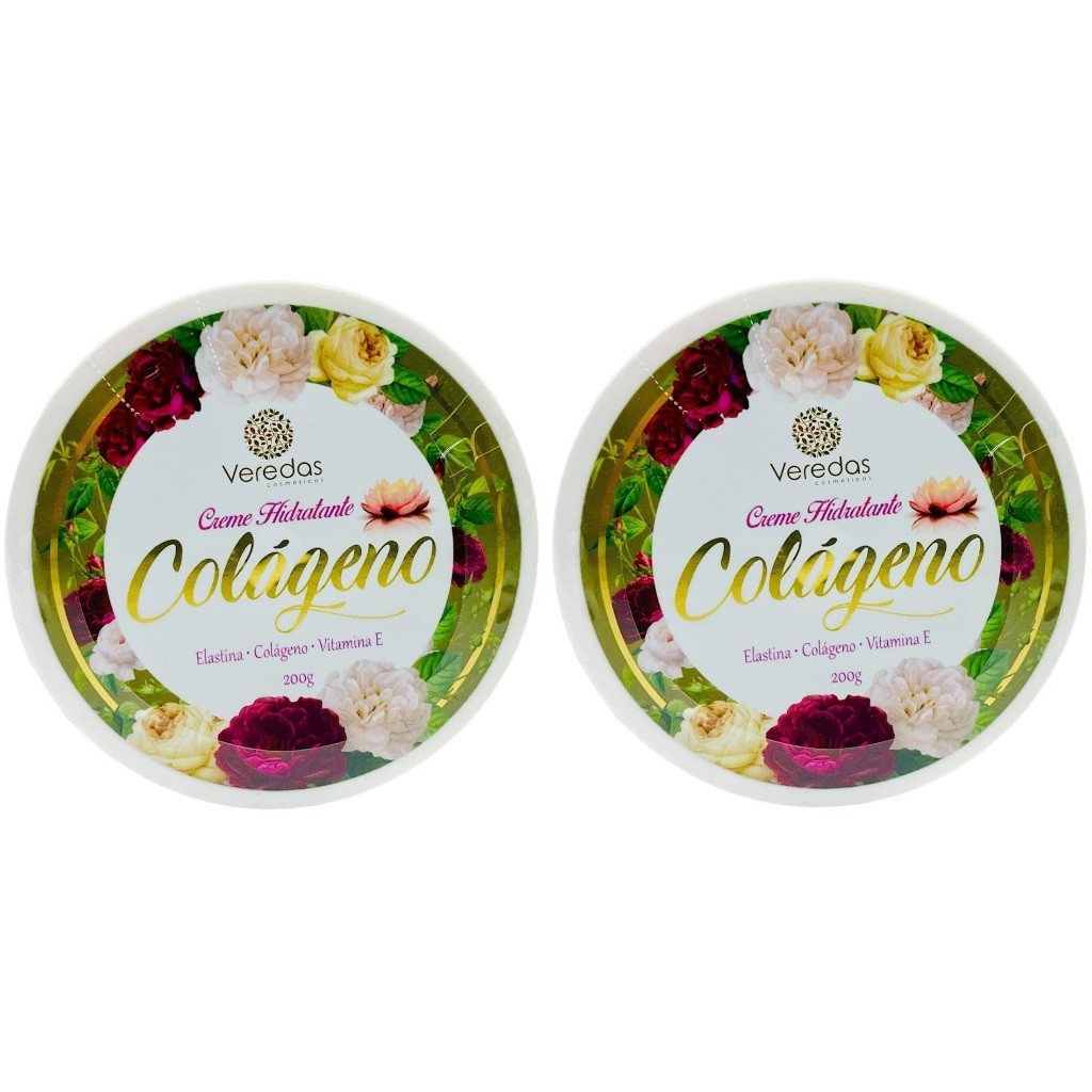 Kit 2 Creme Hidratante Facial com Colágeno + Elastina + Vitamina E 200g - Veredas Cosméticos