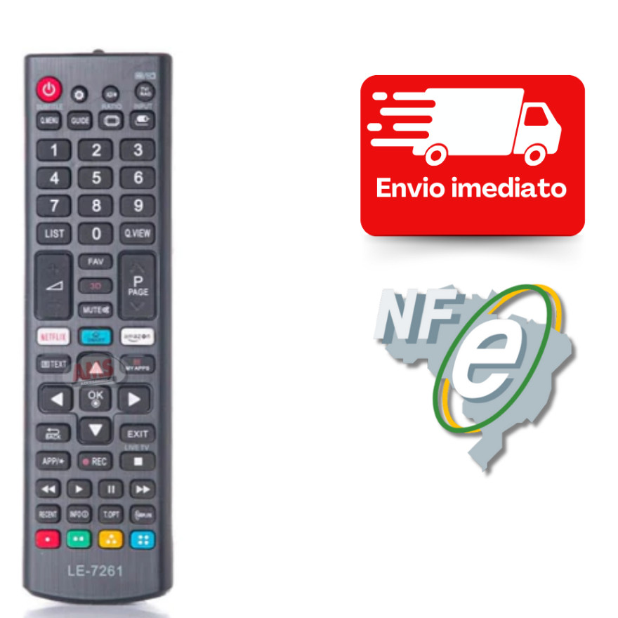 Controle Remoto Compatível com tv LG Smart Com Teclas Netflix, Amazon, 3D