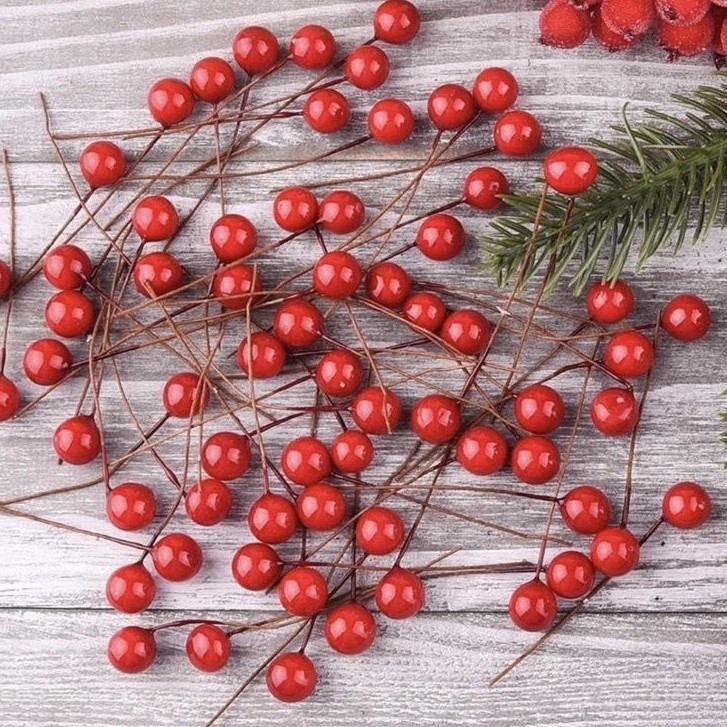 KIT Pacote cereja artificial para decoração Natal - 50 peças