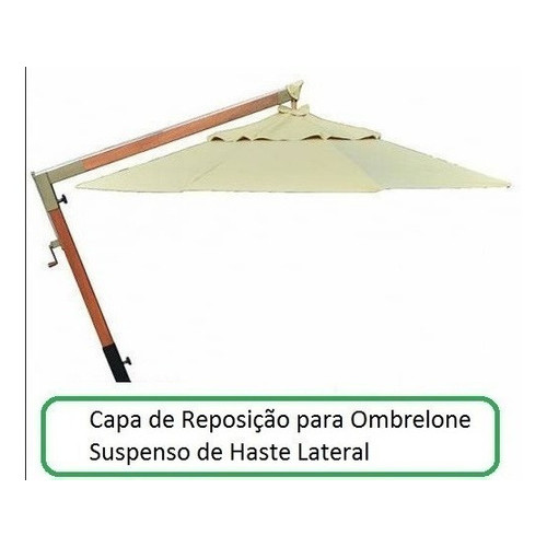 Capa de Reposição para Ombrelone Lateral Suspenso de Madeira de 3,0 mts, para Modelos de 8 Varetas de 1,46 a 1,50 mts.