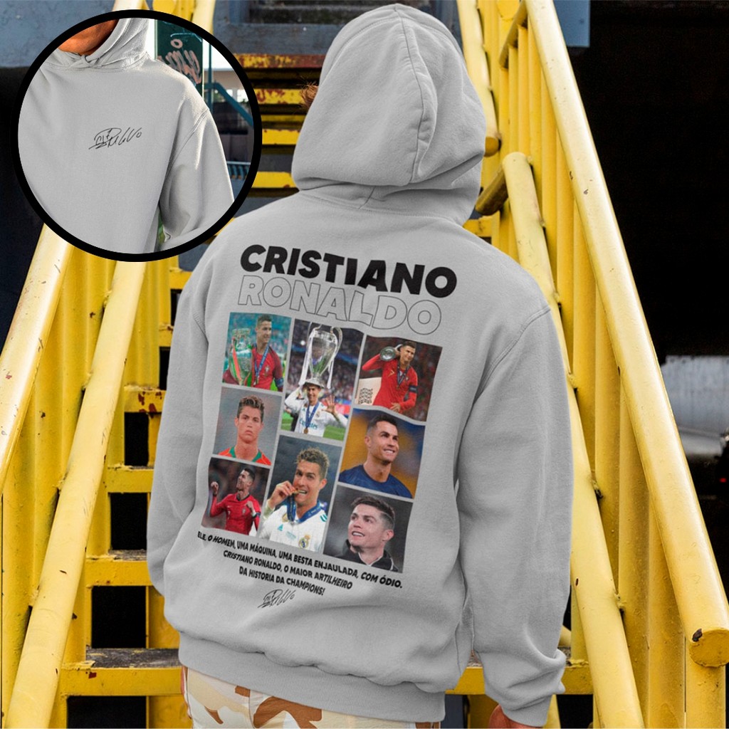 Moletom Jogador Cristiano Ronaldo Com Assinatura CR7 Robozão Blusa De Frio Algodão Premium em Oferta na Shopee