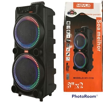 Caixa de Som Bluetooth GIGANTE Amplificada Original Karaokê Led POTENTE 3000w P.M.P.O Microfone Boom