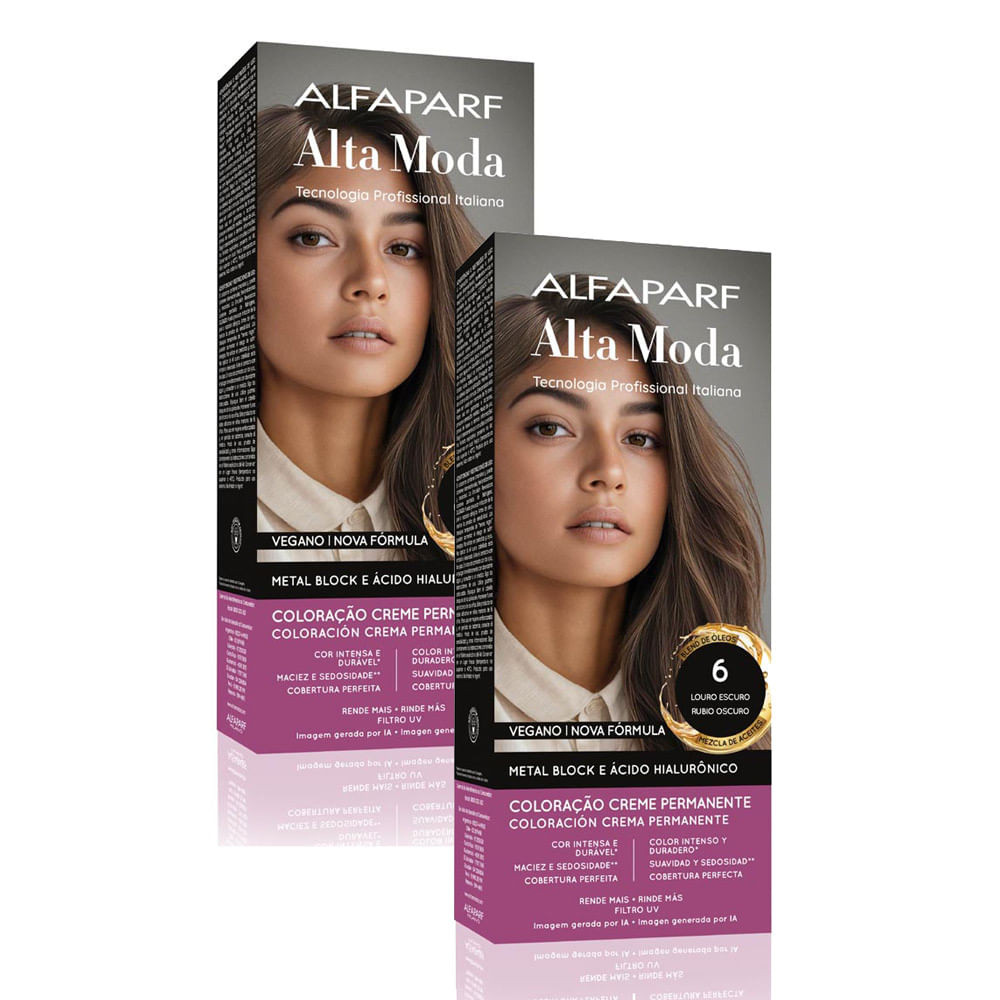 Kit 2 Tintura Creme Altamoda Alfaparf cor Chá 6 kit