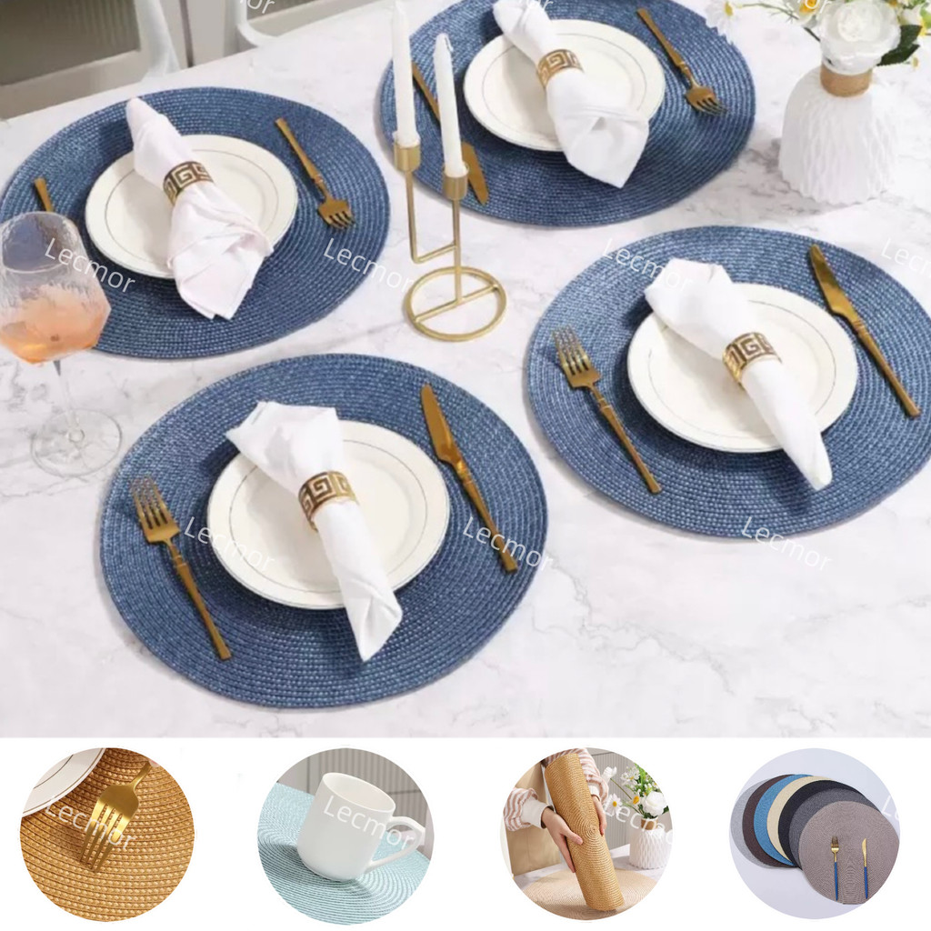 Kit 4～10 Jogo Americano Redondo Jantar para Mesa Posta, Descanso de Prato em Oferta na Shopee