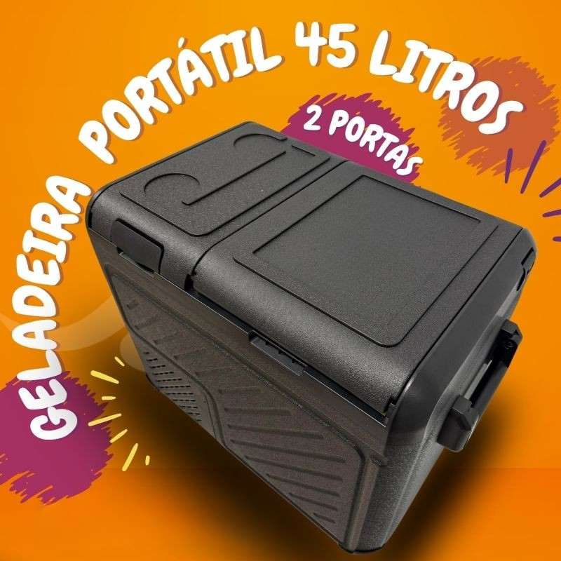 Geladeira Caminhão Portátil 45 Litros  Quadrivolt 2 Portas  caminhão ônibus vam Motor home