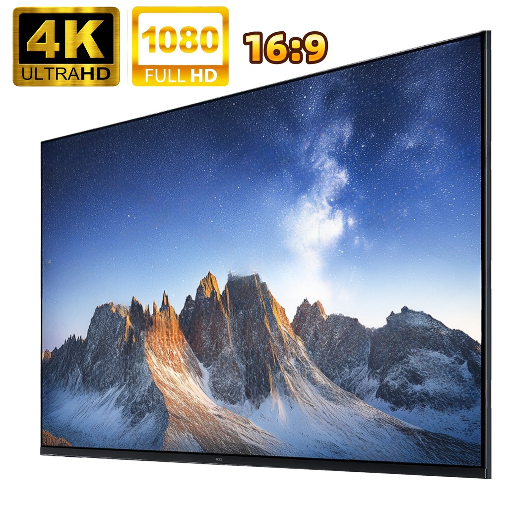 Tela de projetor 16:9 branca anti-luz moldura preta de 84-150 polegadas com furo metal home theater em Oferta na Shopee