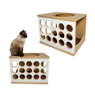 Casinha de Gato Multi Furo REFORÇADO MDF15MM Montado Kit Fixação Caminha de Gato Toca em Oferta na Shopee