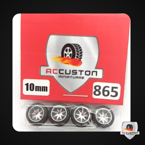 Rodas com pneu de borracha Para Customização de Hot Wheels Matchbox e Miniaturas 1/64  Ac Custon  10 mm modelo 865