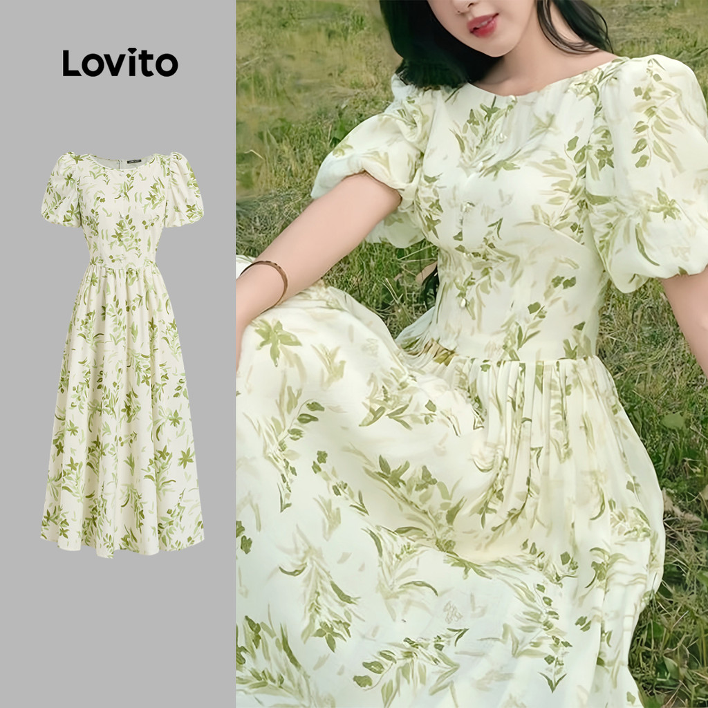 Lovito Vestido Boho Verde Primavera/verão Para Mulheres L149ED312 em Oferta na Shopee