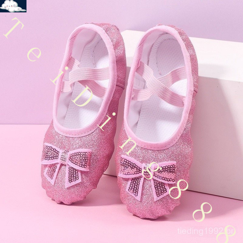 Sapatos De Dança Com Arco Rosa Brilhante Sola Macia Para Meninas Dançando Treinamento Profissional Ballet Ponta em Oferta na Shopee