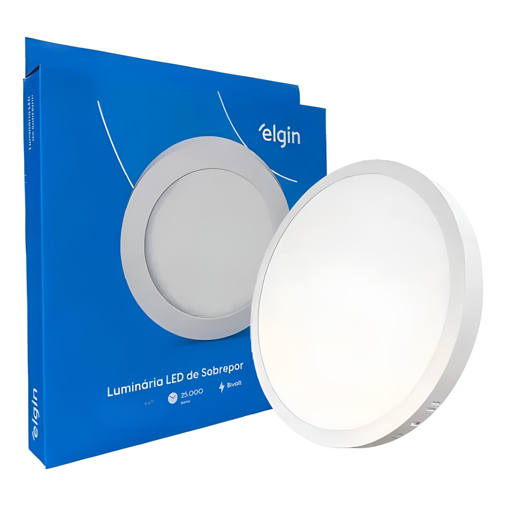 Painél 18W Luminária Plafon LED Redondo Sobrepor Luz Neutra 4000K 110/220V Bivolt Branca