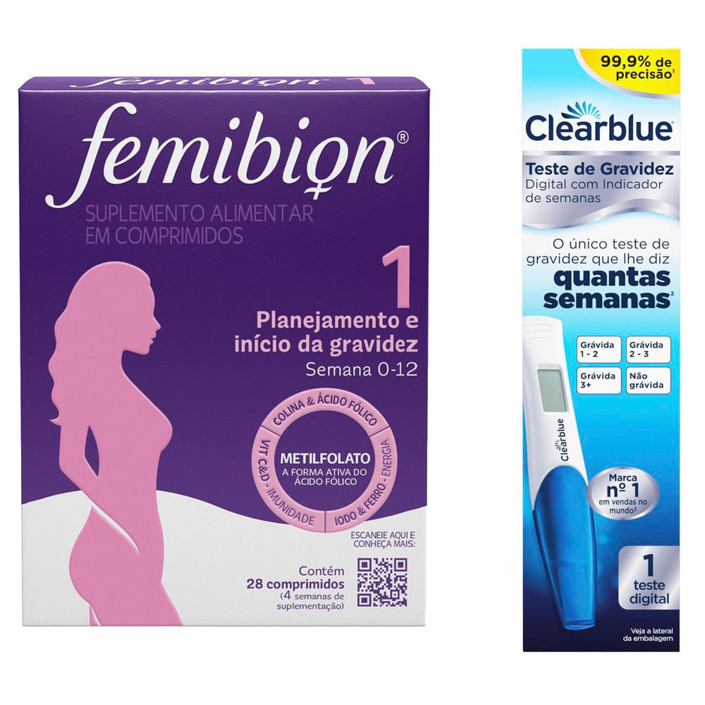Kit 1 Multivitamínico Femibion 1 Planejamento e Início da Gravidez 28 Comprimidos