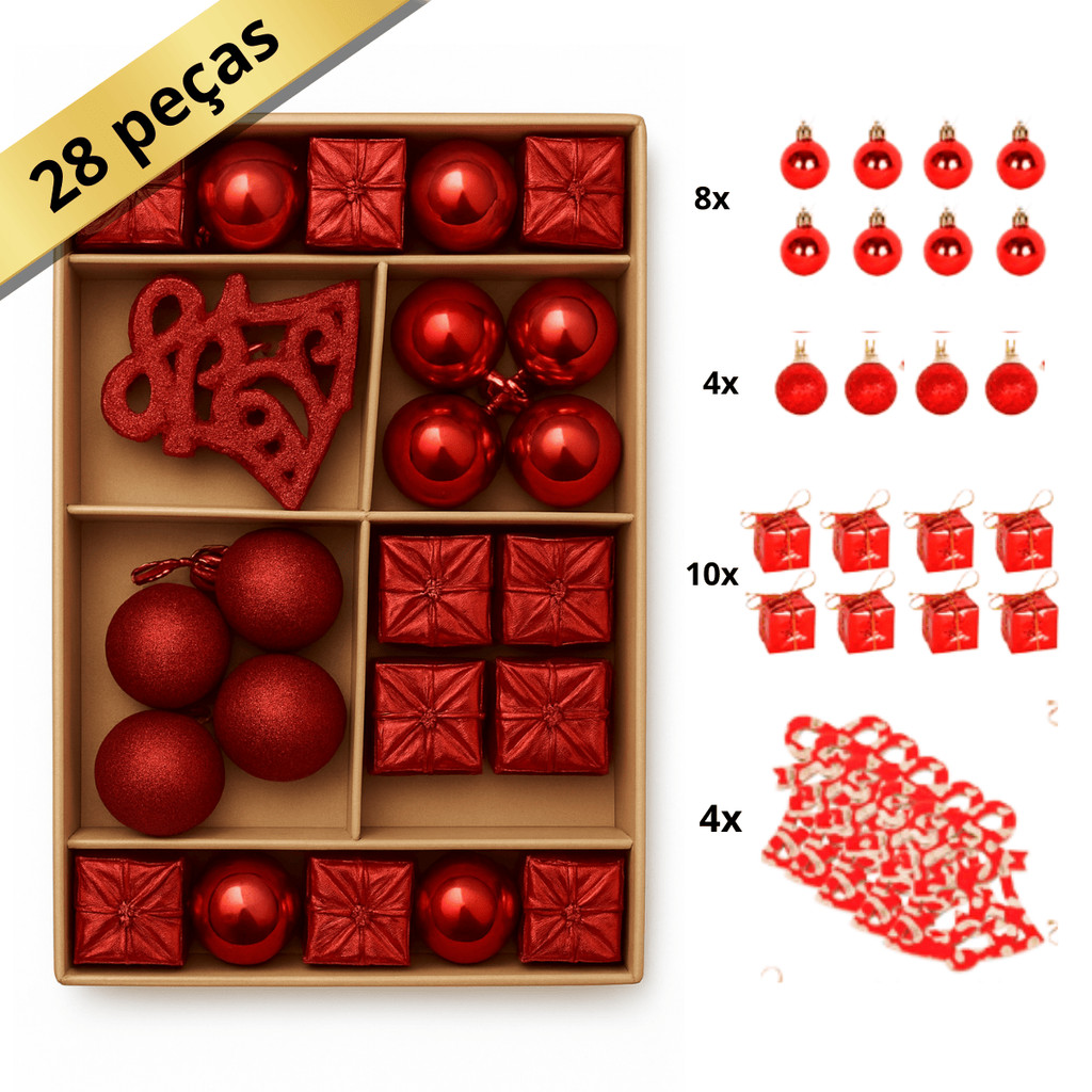Kit Enfeites de Natal Bolinhas Decoração Árvore Vermelho Dourado Prata Pendentes Enfeites para Árvore de Natal