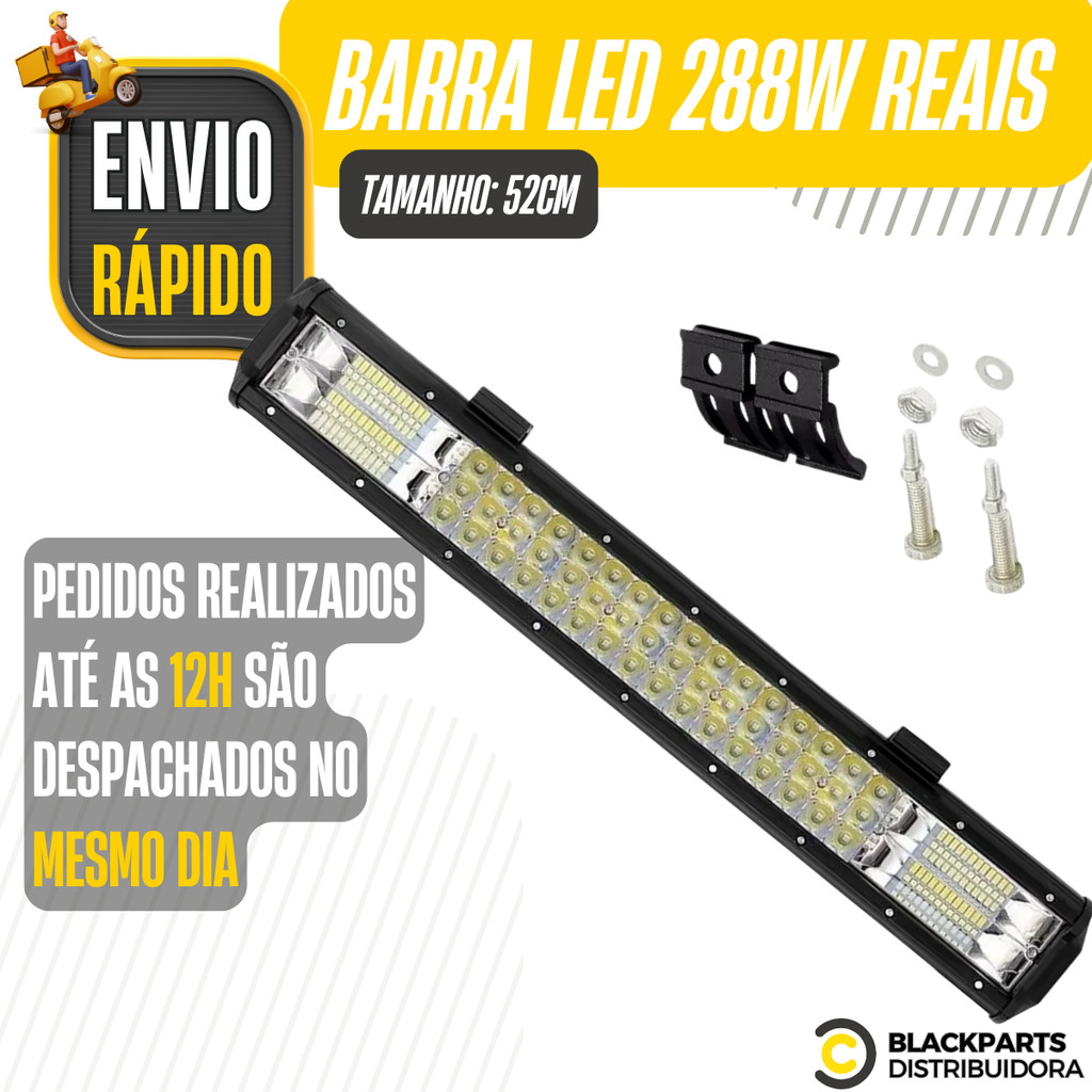 Farol Barra De Led 288w 52cm Trator Camionete Off Road 4x4