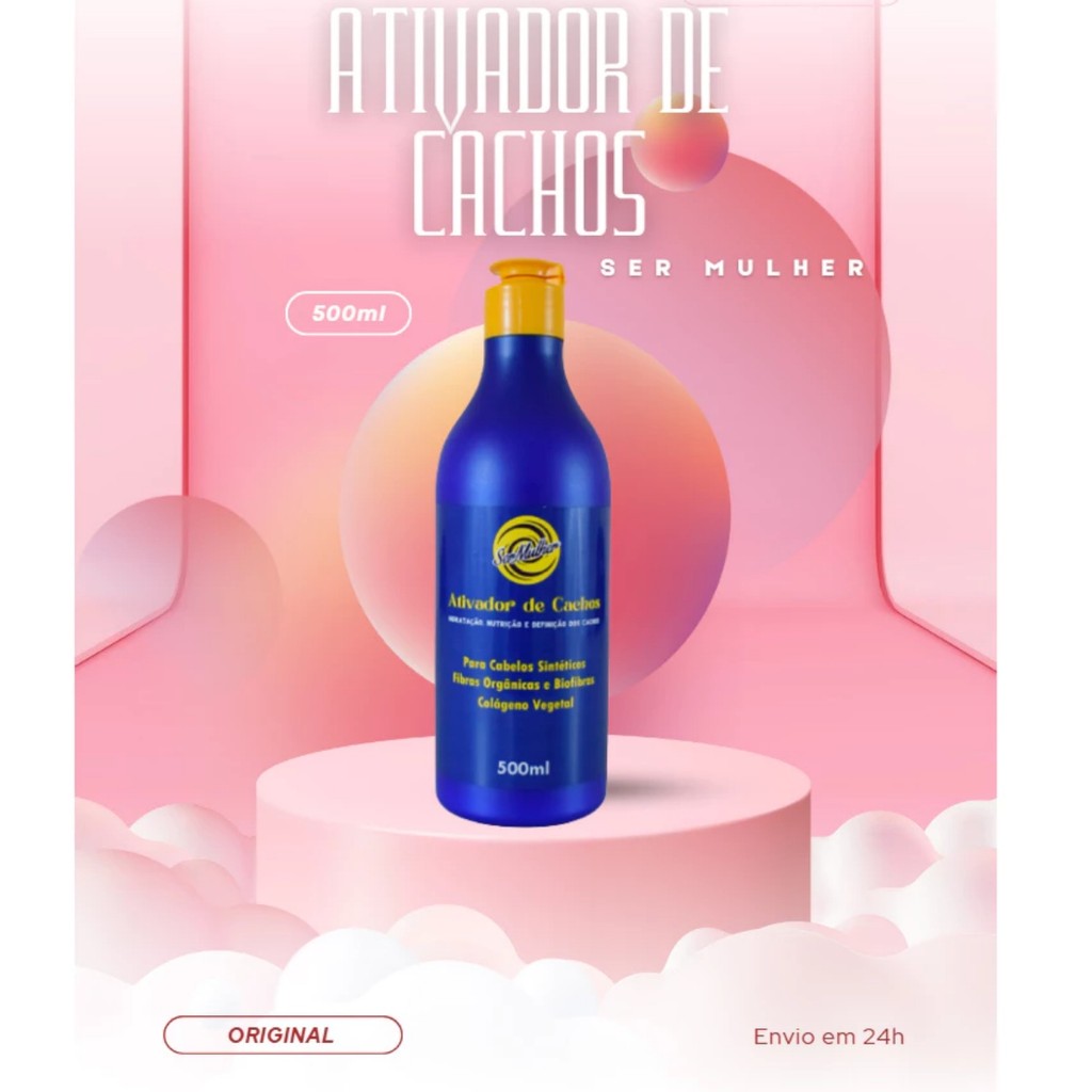 Ativador de cachos 500 ml para cabelos sinteticos,bio fibras e organicos Hidrata,nutre e define organicos e bio fibras