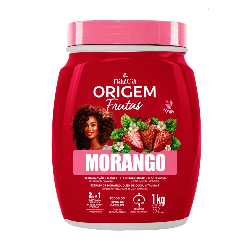 Nazca Creme Tratamento Origem 1kg 2 em 1 Morango