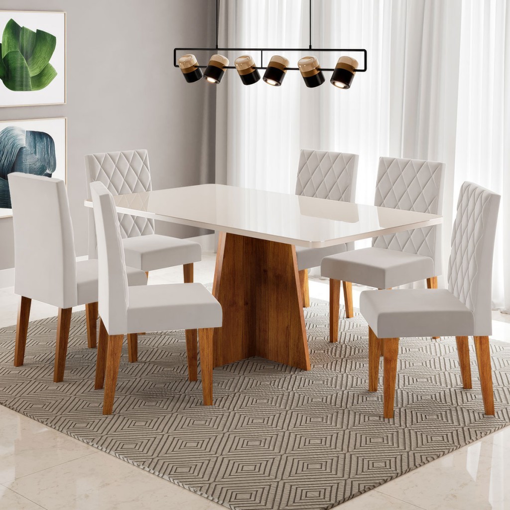 Mesa de Jantar 6 Lugares Antonella - Viero Móveis em Oferta na Shopee