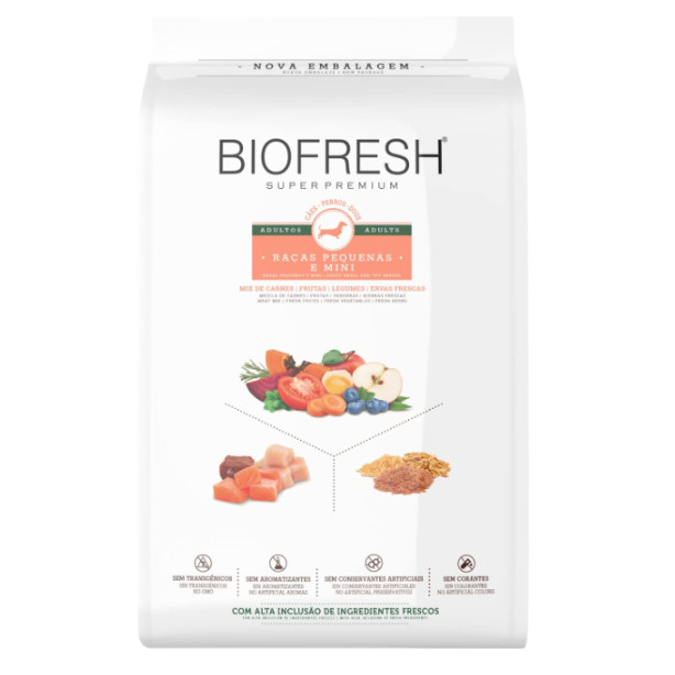 Ração Biofresh Superpremium Natural para Cães Adultos Pequenos e Mini – Mix de Carnes, Frutas, Ervas