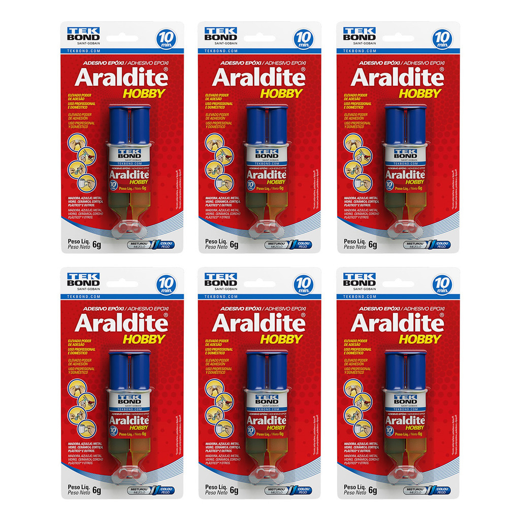 Adesivo Cola Epoxi Araldite Hobby 6G Secagem 10 Minutos Embalagem Seringa Blister em Oferta na Shopee
